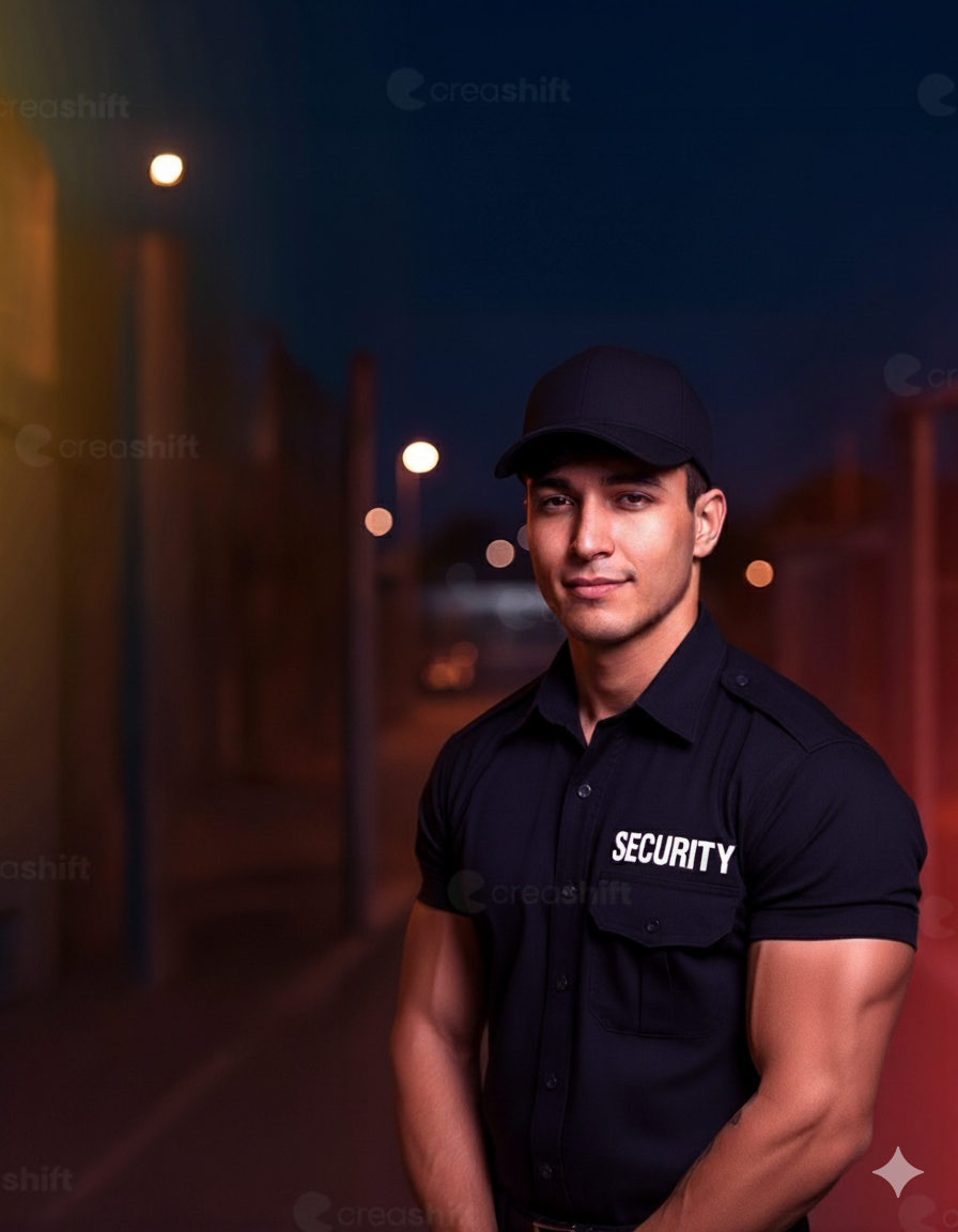 Security officer monitoring surveillance feeds